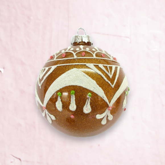 Gingerbread Pattern Ball Ornament Christmas Decor *SHIPS WITHIN 15 DAYS*