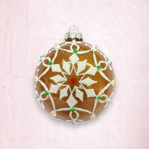 Gingerbread Snowflake Pattern Ornaments Set Of 2 Christmas Decor *SHIPS WITHIN 15 DAYS*