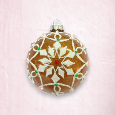 Gingerbread Snowflake Pattern Ornaments Set Of 2 Christmas Decor *SHIPS WITHIN 15 DAYS*