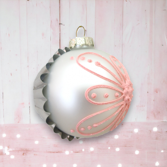 White Bon Bon Ornaments Set Of 2 Christmas Decor *SHIPS WITHIN 15 DAYS*