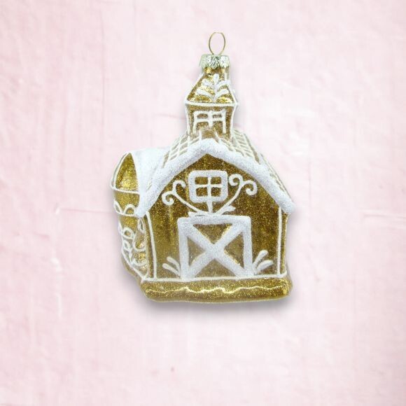 Gingerbread Barn Ornaments Set Of 2 Christmas Decor *SHIPS WITHIN 10 DAYS* NEW 2024