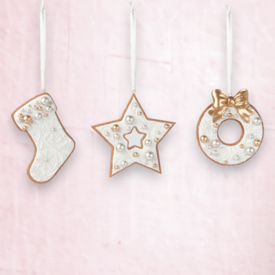 Set Of 3 Gingerbread Cookie Cut Out Ornaments Christmas Decor *SHIPS WITHIN 15 DAYS*