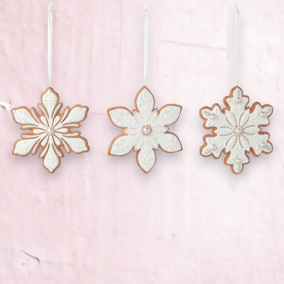 Set Of 3 Snowflake Cookie Ornaments Christmas Decor *SHIPS WITHIN 15 DAYS*