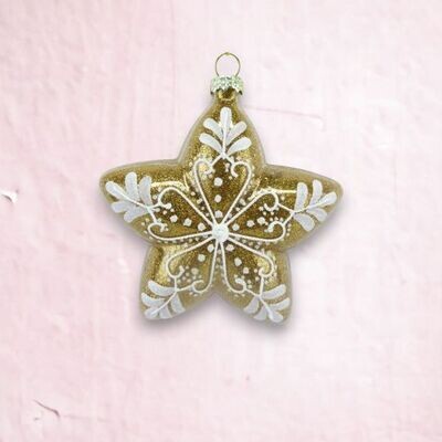 Gingerbread Star Ornaments Set Of 2 Christmas Decor *SHIPS WITHIN 10 DAYS* NEW 2024