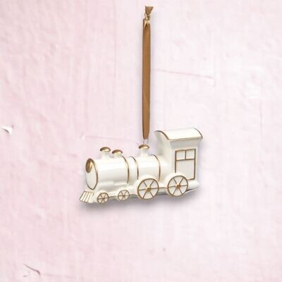 White Train Ornaments Set Of 2 Christmas Decor *SHIPS WITHIN 10 DAYS* NEW 2024