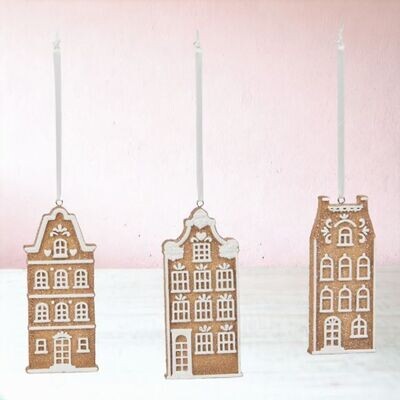 Set Of 3 Brownstone Gingerbread Ornament Christmas Decor *SHIPS WITHIN 10 DAYS* NEW 2024