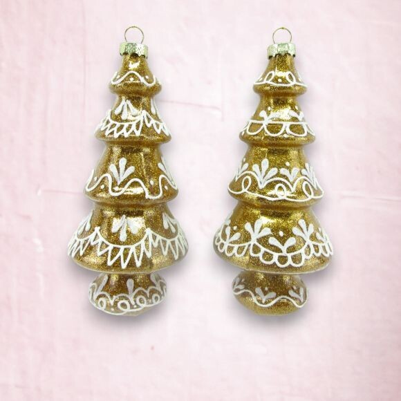 Set Of 2 Gingerbread Trees Ornaments Christmas Decor *SHIPS WITHIN 10 DAYS* NEW 2024