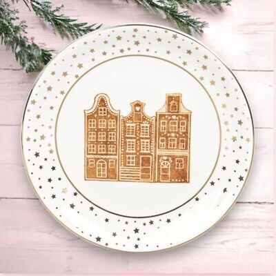 8&quot; Gingerbread Houses Dessert Plates Set Of 8 Decor *SHIPS WITHIN 10 DAYS* NEW 2024
