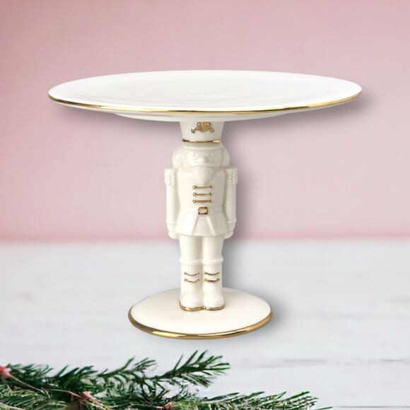 White/Gold Nutcracker Serving Plate Decor