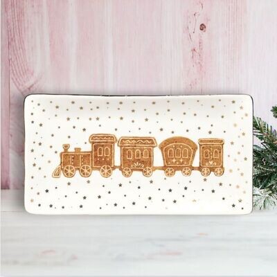 16in Gingerbread Train Platter Christmas Decor *SHIPS WITHIN 10 DAYS* NEW 2024