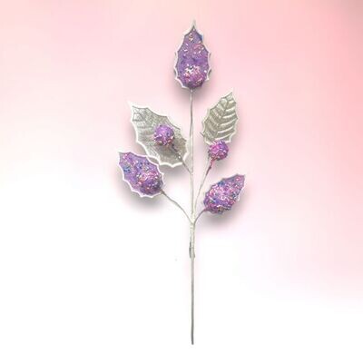 19.5&quot; Purple Candy Leaf Stem Set Of 4 Christmas Decor *SHIPS 8/2024*