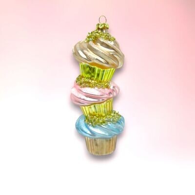 Pastel Stacked Cupcake Ornament Christmas Decor *SHIPS WITHIN 10 DAYS* NEW 2024