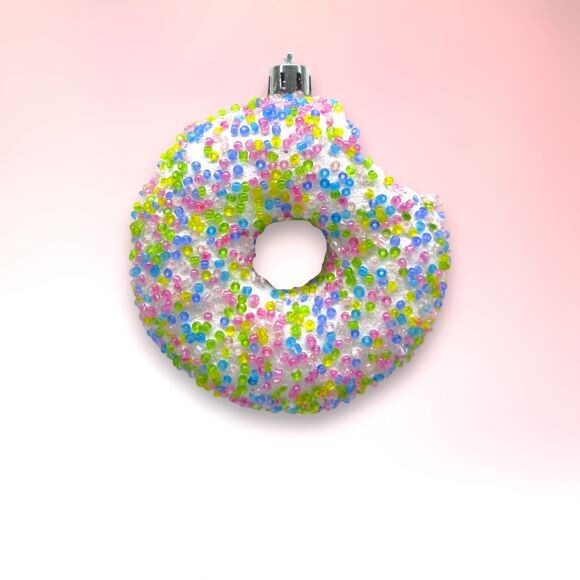 PRE-ORDER Sprinkle Donut With Bite Ornament Christmas Decor *SHIPS 8/2024*