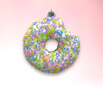 PRE-ORDER Sprinkle Donut With Bite Ornament Christmas Decor *SHIPS 8/2024*