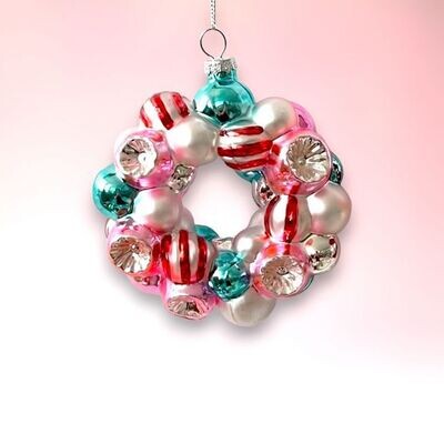 Pastel Candy Ball Wreath Ornament Christmas Decor *SHIPS WITHIN 10 DAYS* NEW 2024