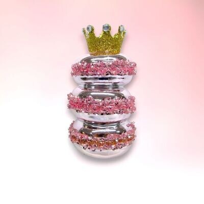PRE-ORDER Pink Macaron With Crown  Christmas Decor *SHIPS 8/2024*