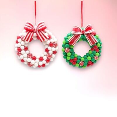 Set of 2 Candy Cane Wreath Ornaments Christmas Decor *SHIPS WITHIN 10 DAYS* NEW 2024