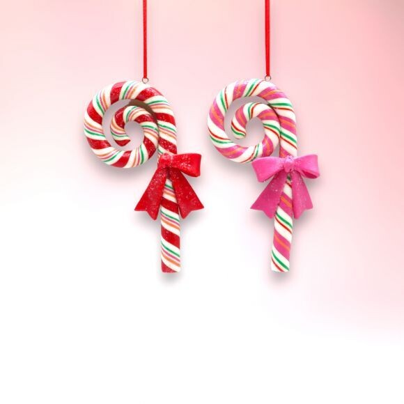 Set of 2 Candy Cane Swirl Ornaments Christmas Decor *SHIPS WITHIN 10 DAYS* NEW 2024