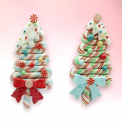 Set of 2 Peppermint Tree Ornaments Christmas Decor *SHIPS WITHIN 15 DAYS*
