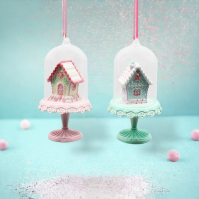 Set of 2 Candy House Ornaments Christmas Decor