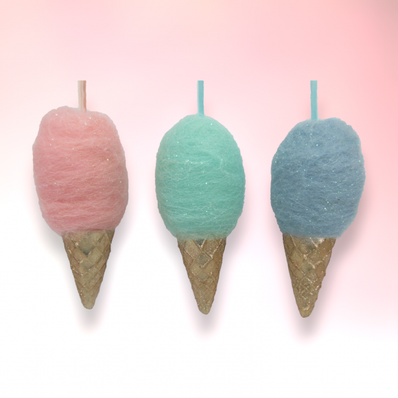 Set of 3 Pink/Green/Blue Cotton Candy  Ornaments Christmas Decor *SHIPS WITHIN 15 DAYS*