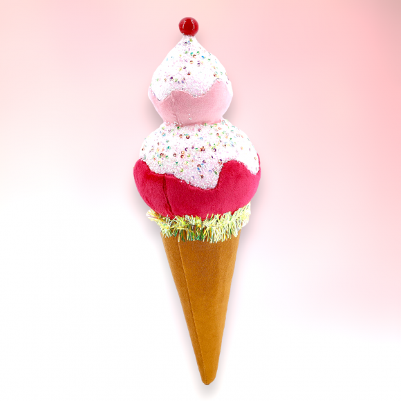 Pink Ice Cream Cone Set Of 2 Christmas Decor *SHIPS WITHIN 10 DAYS*