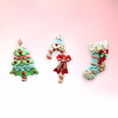 Set of 6 Candy Icons Ornaments Christmas Decor *SHIPS WITHIN 15 DAYS*