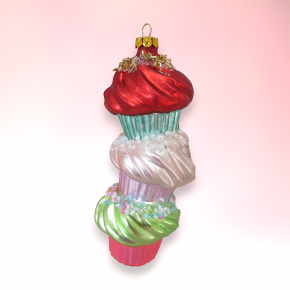 Stacked Cupcake Ornaments Set Of 2 Christmas Decor *SHIPS WITHIN 15 DAYS*
