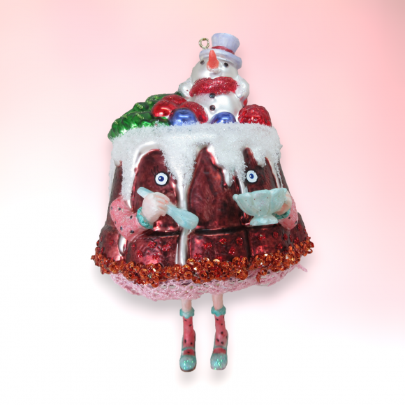 Miss Bundt Cake With Legs Ornaments Set Of 2 Christmas Decor *SHIPS WITHIN 15 DAYS*
