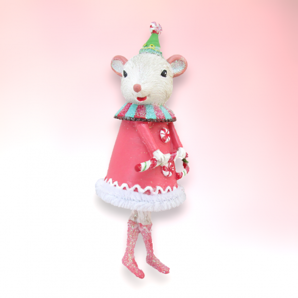 Mouse With Candy Cane Ornament Christmas Decor