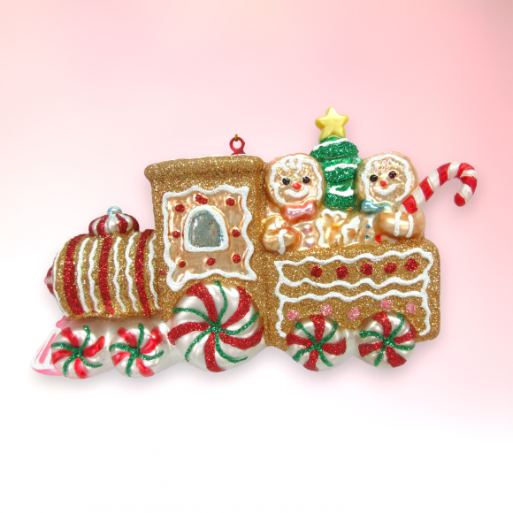 Gingerbread Train Ornaments Set Of 2 Christmas Decor *SHIPS WITHIN 15 DAYS*