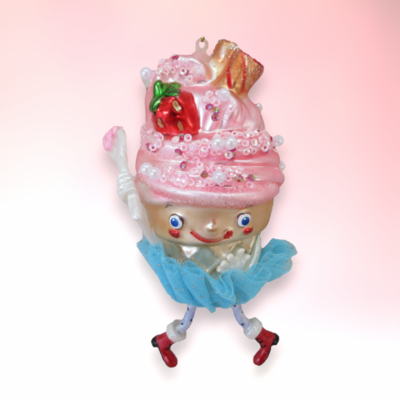 Miss Pink Cupcake With Legs Ornament Christmas Decor *SHIPS WITHIN 15 DAYS*