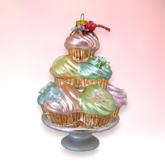 Tiered Cupcake Dessert Ornaments Set Of 2 Christmas Decor *SHIPS WITHIN 15 DAYS*