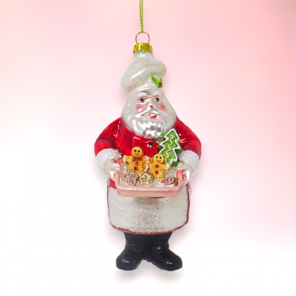 6in Baking Santa Ornaments Set Of 2 Christmas Decor *SHIPS WITHIN 15 DAYS*