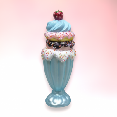 Retro Blue Ice Cream Sundae Ornament Christmas Decor *SHIPS WITHIN 15 DAYS*