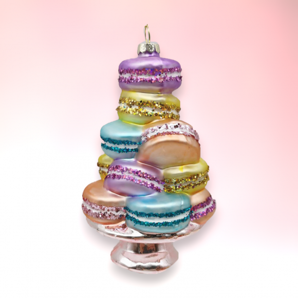 PRE-ORDER Macaron Stack on Plate Ornaments Set Of 2 Christmas Decor *SHIPS 8/2025*