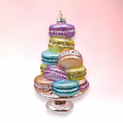 PRE-ORDER Macaron Stack on Plate Ornaments Set Of 2 Christmas Decor *SHIPS 8/2025*