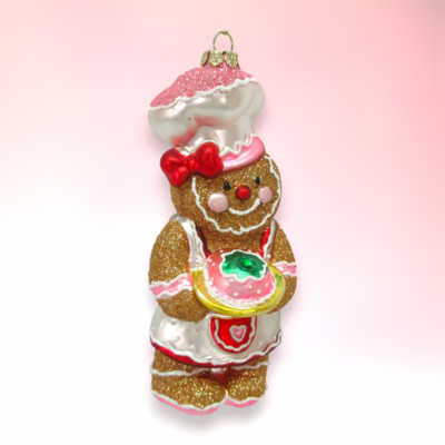Gingerbread Girl With Bowl  Ornament Christmas Decor *SHIPS WITHIN 15 DAYS*