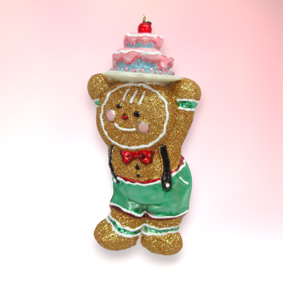 Gingerbread Boy With Cake Ornament Christmas Decor