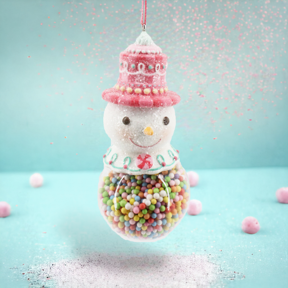 Snowman Bubblegum Ornaments Set Of 2 Christmas Decor *SHIPS WITHIN 15 DAYS*