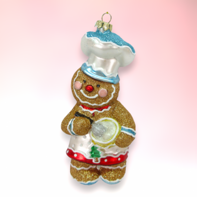 Gingerbread Boy With Bowl Ornaments Set Of 2 Christmas Decor *SHIPS WITHIN 15 DAYS*