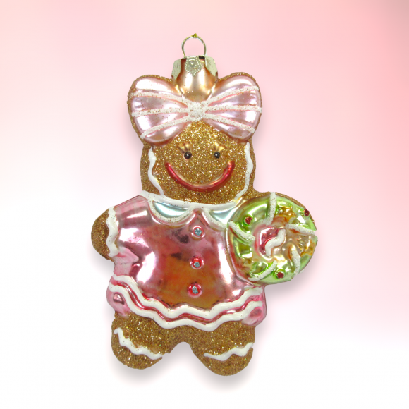 Pink Gingerbread Girl Ornament Christmas Decor *SHIPS WITHIN 15 DAYS*
