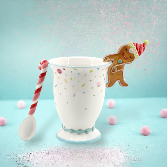 Hot Cocoa Cup With Gingerbread Man Christmas Decor *SHIPS WITHIN 15 DAYS*