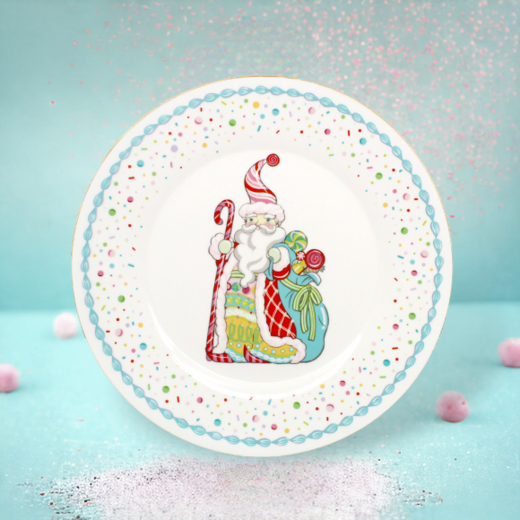 Candy Santa Dinner Plates Set Of 6 Christmas Decor *SHIPS WITHIN 10 DAYS*