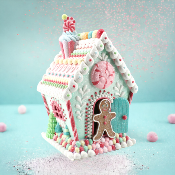 13&quot; LED Pastel Gingerbread Cookie House Christmas Decor *SHIPS WITHIN 15 DAYS*