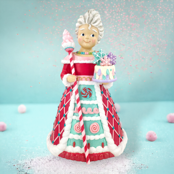 Sweet Shoppe Mrs. Claus with Staff Christmas Decor *SHIPS WITHIN 15 DAYS*