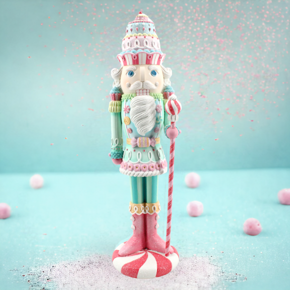 22&quot; Pink/Blue Candy Nutcracker with Staff Christmas Decor *SHIPS WITHIN 15 DAYS*