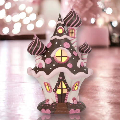 10&quot; LED Brown Candy Castle Christmas Decor *SHIPS WITHIN 10 DAYS* NEW 2024