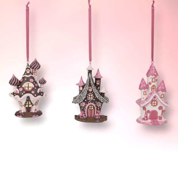 Set of 3 Candy House Ornaments Christmas Decor *SHIPS WITHIN 10 DAYS* NEW 2024