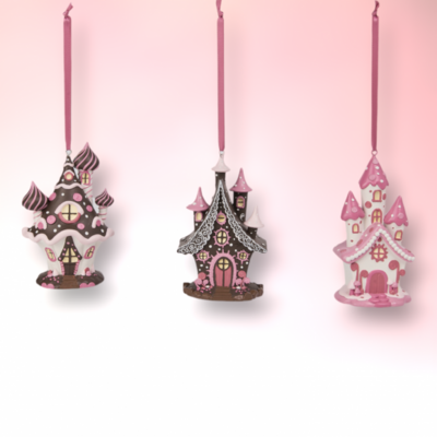 Set of 3 Candy House Ornaments Christmas Decor *SHIPS WITHIN 10 DAYS* NEW 2024